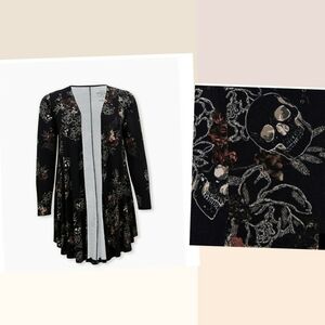 🆕☠ 3X BLACK SKULL & FLORAL FIT & FLARE CARDIGAN☠
